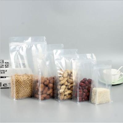 China Transparent Matte Pockets Ziplock Stocked Shock Resistance Food Grade Flat Bottom Resealable Bags for sale