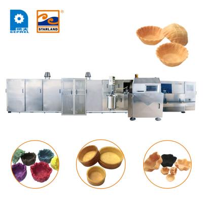 China food & Reliable 55 Baking Pans 9m Long Beverage Plant Full Automatic With After-sale Service Pressed Wafer Bowl Machine for sale