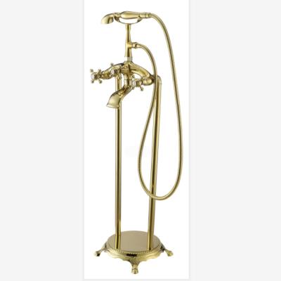 China With Slide Bar WOMA WM2603 Gold Color Floor Stand Shower Mixer Tap For Bathtub for sale