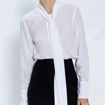 China Fashionable design women's office anti-pilling elegant silk blouse loose wholesale shirts 100% slim fit top for sale