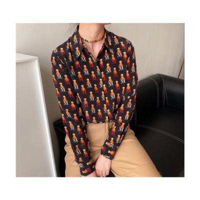 China 2021 New QUICK DRY Fashion Women's Silk Blouse Shirt Women's Long Sleeve Printing Top Korean Women's Clothes for sale