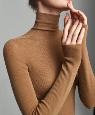 China Factory Breathable Wool Sweater Women Tops Turtle Neck Colorful Solid Knitted Basic Knitted Sweater High Quality for sale