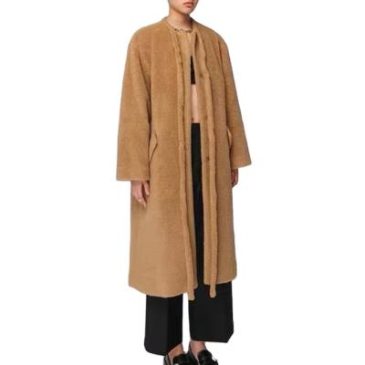 China Factory wholesale100% Real Wool Coat Fur Oversized High Quality Custom Made Fleece Jacket Long Customize Plus Size Women's Coats for sale