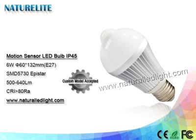 China Motion Sensor 6W  Led Light Bulb IP45 Epistar 500 - 640lm 130 Degree for sale