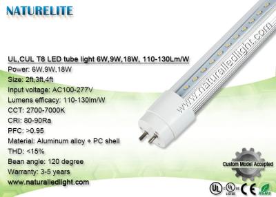 China UL,CUL Fluorescent Tubes, T8 Led Replacement Tubes, 6W,9W,18W, 110-130lm/W for sale