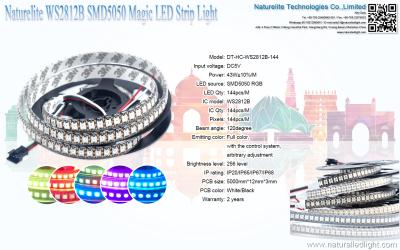 Chine WS2812B SMD5050 a mené la lumière de bande magique flexible de la couleur LED de lumières de bande pour le club, KTV à vendre