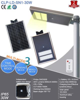 China 12V Solar Powered Led Street Lights Integrated 30W For Factory , School for sale