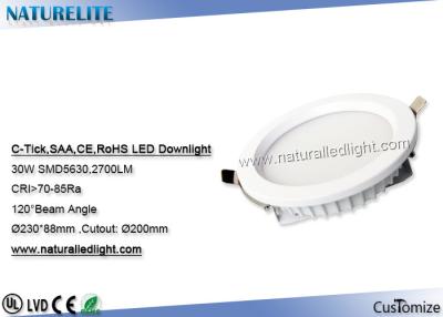 China 30w geleide die Downlight SMD Epistar onderaan Lichten Ra 70 - 85 2700 lm 200mm van CRI wordt geleid Knipsel Te koop