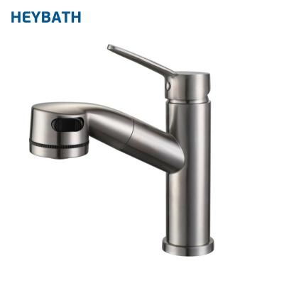 China Pull Out Single Spray Handle Basin Faucet Stainless Steel Basin Mixer Bathroom Sink Faucet Faucet for sale