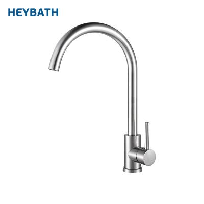 China Hot/Cold Water Mixer Brushed Nickel Hot Cold Water Mixer Deck Mounted Single Handle Kitchen Faucet For Kitchen Sink for sale