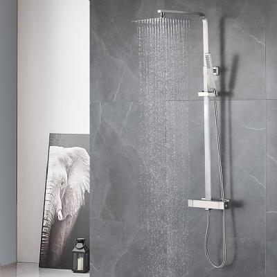 China With Slide Bar Overhead Single Hand Wall Hanging 304 Stainless Steel Termostatic Shower Rain Mixer for sale