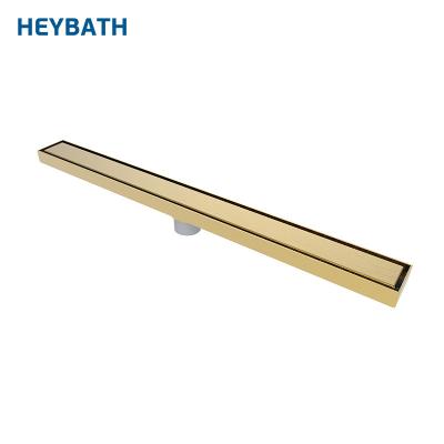 China Bathroom Antirust Gold Floor Drain Stainless Steel Room Long Hotel Shower Floor Drain for sale