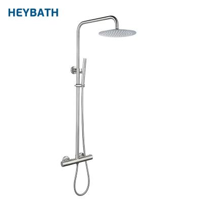 China With SUS304 Slide Bar Hotel Bathroom Mixer Tap Shower Head Wall Shower Mixer Thermostatic Faucet for sale