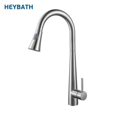 China Hot/Cold Water Mixer 304 Stainless Steel Deck Mounted Kitchen Mixer Tap Brushed Nickel Single Handle Kitchen Faucet for sale