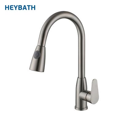 China Hot/Cold Water Mixer Household Single Handle Kitchen Faucet Brushed Nickel To Pull Down Stainless Steel Kitchen Faucet for sale