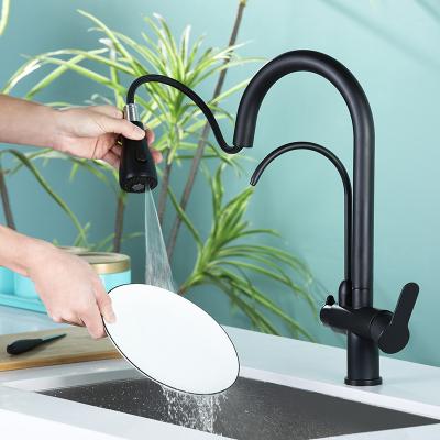 China Hot/Cold Water Mixer Tap Water Saving 304 Stainless Steel Kitchen Faucet Mixers Dual Handle Kitchen Faucet for sale