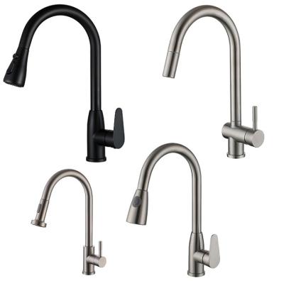 China 304 Stainless Steel Lever Kitchen Water Faucet Hot Cold Water Mixer Tap Long for sale