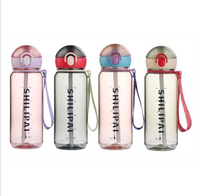 China NEW Design Fashion Tritan Stocked Motivational Bottle With Straw And Handle for sale