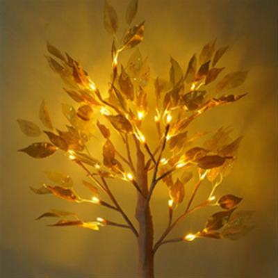 China Christmas Decoration New Year Holiday Table Lamp Home Festival Lighting Custom Party Decoration Led Mini Golden Leaves Tree Light for sale