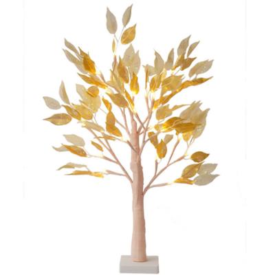 China High Quality Mini Christmas Decoration Factory Wholesale Price Home Decor Christmas Branch Gold Foil Led Tree Desk Table Lamp for sale