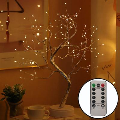 China Remote Control USB/Battery/Christmas/Snow/Flower Star Tree Night Light Copper Wire Table Lamp Holiday Tree Lights for sale