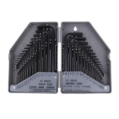 China Chrome Vanadium Steel Amazon 30pcs China Made Standard Black Imperial Metric Allen Hex Key Set for sale