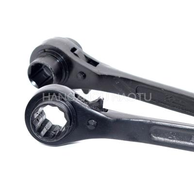 China Carbon Steel Metric Black Single Head Adjustable Scaffolding Ratchet Wrench for sale