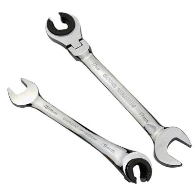 China CRV Labor Saving CRV Fixed Ratchet Flexible Head Tube Open End Wrench for sale