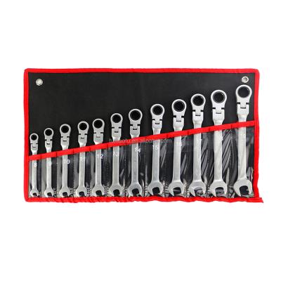 China Heavy Duty Metric CRV Motorcycle Car Combination Ratchet Wrench Set 9pcs 12pcs for sale