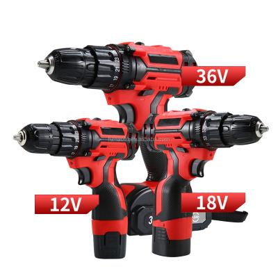 China Professional home use 12V 18V 36V lithium battery handheld cordless electric drill with box for sale