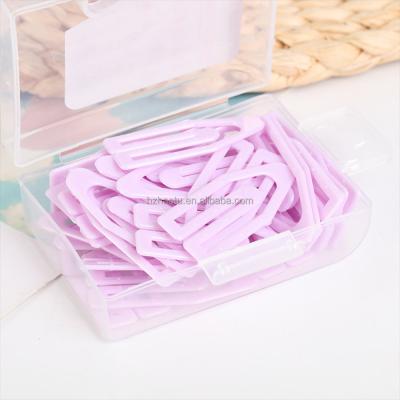 China Macaron Office Folder Plastic Colorful Paper Small Mini Plastic Clips With Box Packing for sale