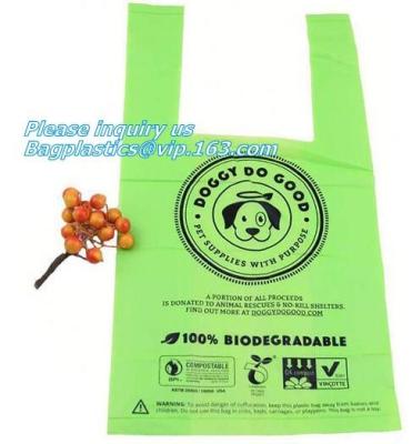 중국 옥수수 녹말 100% compostable 생물 분해성 개 고물 부대, compostable 애완 동물 고물 개 인쇄 부대는, 폐기물 애완견 고물을 줍습니다 판매용