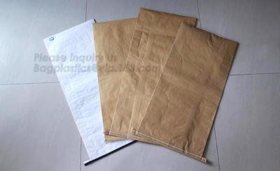 China paper bags wholesale Kraft paper pp woven sack,25kg Food packaging kraft paper laminated pp woven bag for packing sea an for sale