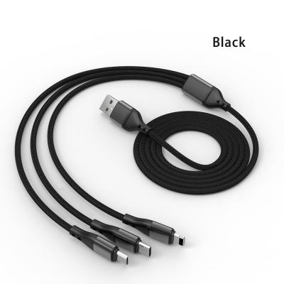 China Mobile Phone New Strong 3 in 1 Charger Cable 3A Fast Charging Braided Charging Cable for sale