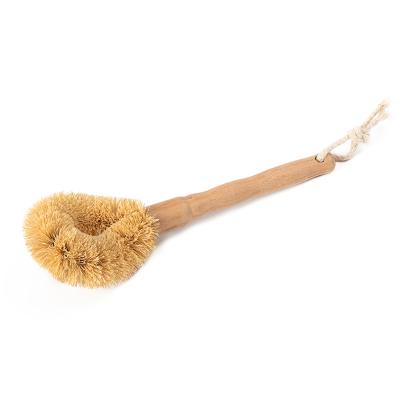 China Household Cleaning Brush Good Quality Wooden Flat Pot Long Handle Household Kitchen Cleaning Brush for sale