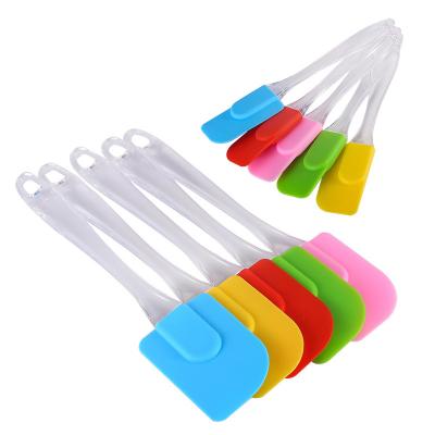 China Half Silicone Scraper Knife Large Slot Silicone Scraper Viable Cream Cake Bread Jam Spatula Mixing Baking Tool for sale