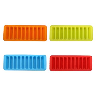 China 10 Grid 10 Grid Silicone Mold Hot Dog Ice Strip Food Viable Children Silica Gel Long Finger Sausage Complementary Mold for sale