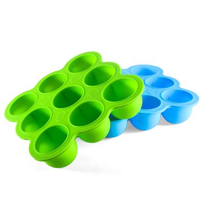 China Viable Without Cover 9 Hole Silica Gel Popsicle Mold Ice Cream Mold Cake Mold Auxiliary Food Cool Box for sale