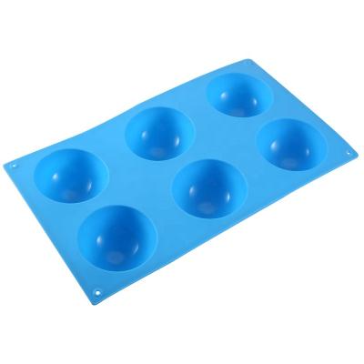 China Semicircle 6 Hole Chocolate Silicone Mold Bread Mousse Viable Jelly Pudding Mold Baking Tools Multicolor for sale