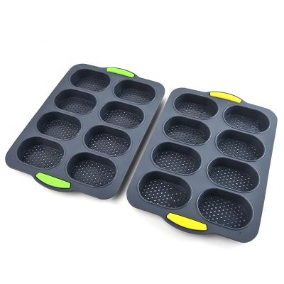 China Silica Gel 8 Lattice Elliptical Baguette Sustainable Cake Mold DIY French Loaf Mold Non Stick Baking Tool for sale