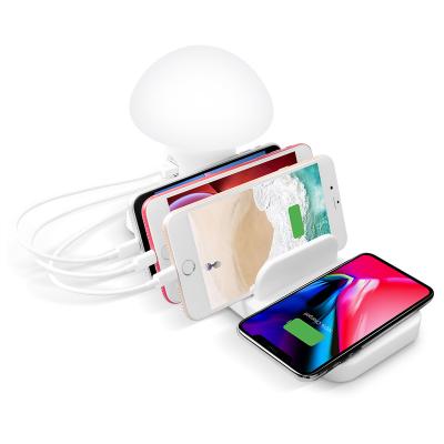 China Mobile Phone Multi Mushroom Lamp Charging Station Fast Wireless Charger For Iphone Ipad USB Cable Charger for sale