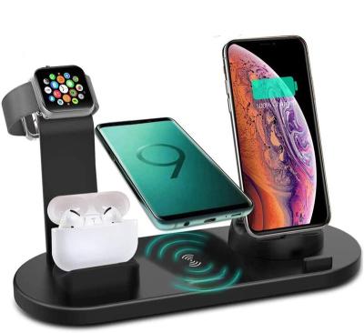 China 15W Fast Mobile Phone Charging Station Wireless Stand For Iphone Qi Table 4 in 1 Wireless Charger for sale