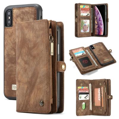 China Free Shipping Waterproof Detachable Mobile Phone and Accessories CaseMe Wallet Leather For iPhone 13 12 11 Pro Xs 7 8 6 Max Plus Stand Credit for sale