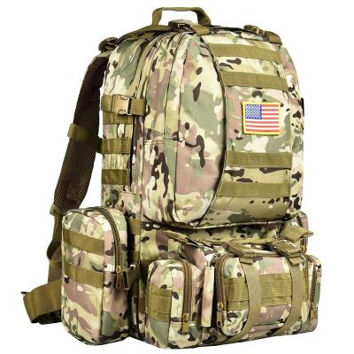 China Custom Wholesale Water Resistant Men's Assault Rucksack Detachable Tactical Water Bag Backpack Camouflage Multi Tool Tactical Backpack for sale