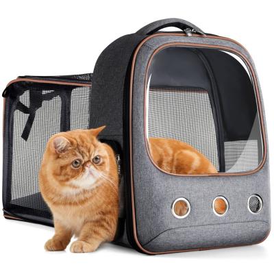 China Custom Pet Cat Backpack Carrier Viable Treat Bag Take Out Large Portable Cat Storage Folding Space Travel Bag Bags for sale