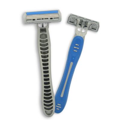 China Triple Blade OEM Stainless Steel Triple Blade With Lubricate Strip Hair Removal Shaving Razor For Men for sale