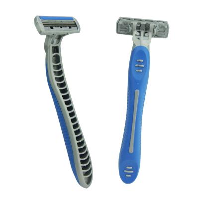 China Triple Blade D317L Stainless Steel Triple Blade With Lubricate Strip Hair Removal Shaving Razor For Men for sale