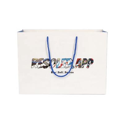 China Custom Blue Recyclable Full Color Printing Large Shopping Paper Bags With Logo for sale