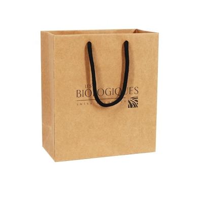 China Low MOQ Factory Price Recyclable Custom Krfat Paper Bags With Logo PP Handle for sale