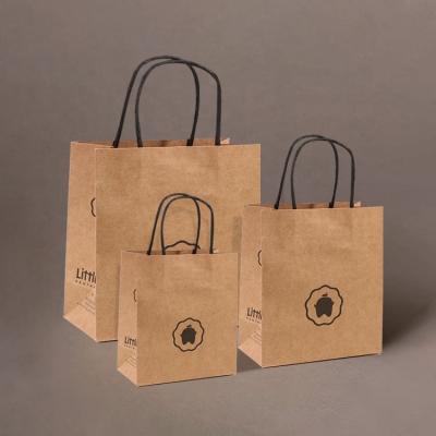 China Recyclable Custom Eco-Friendly Logo Wholesale Brown Kraft Paper Bags Wholesale With Paper Handle for sale